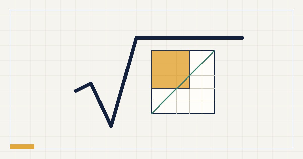 Abstrakte Grafik: Wurzelzeichen über einem Raster als Sinnbild der Andler-Formel